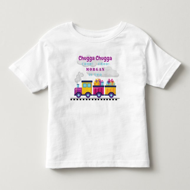Train Chugga Choo Cartoon Second Birthday  Toddler T-shirt (Front)