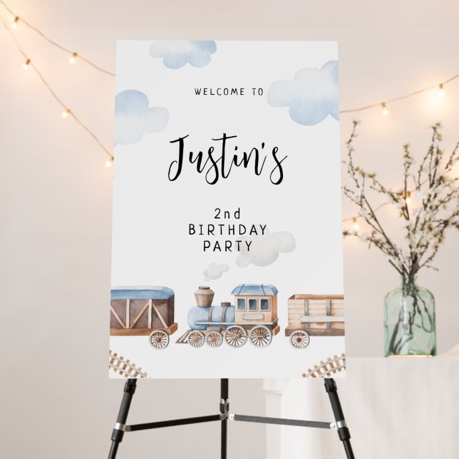 Train Chugga Chugga Two Two Birthday Welcome Sign (In Situ (Stand))