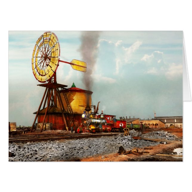 Train - Civil - The windmill at Laramie 1869 Card (Front Horizontal)