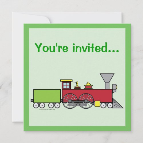 Train Coloring Birthday Party invitation