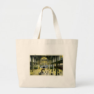 Train Concourse, Chicago Union Station Vintage Large Tote Bag