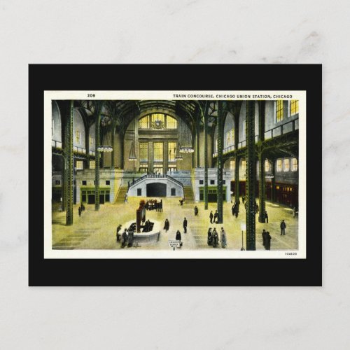 Train Concourse Chicago Union Station _ Vintage Postcard