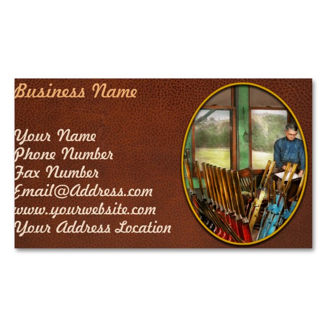 Train - Controls - In the signal tower 1940 Business Card Magnet (Front)