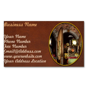 Train - Cow catching technology 1869 Business Card Magnet