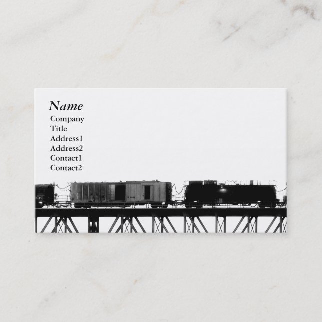 Train crossing Bridge black&white - Business Cards (Front)