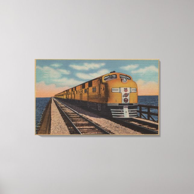Train- Crossing Great Salt Lake, Ogden, Utah Canvas Print (Front)
