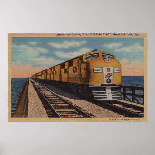 Train_ Crossing Great Salt Lake Ogden Utah Poster