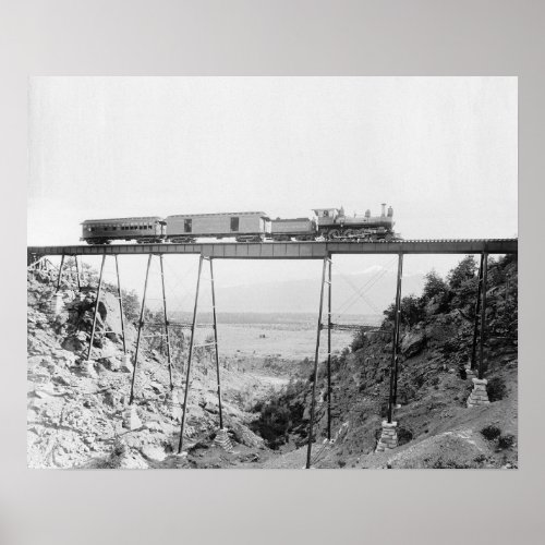 Train Crossing High Bridge 1890 Vintage Photo Poster