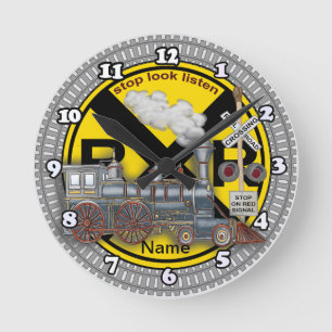 Train Crossing Round Clock
