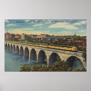 Train- Crossing Stone Arch Bridge Poster