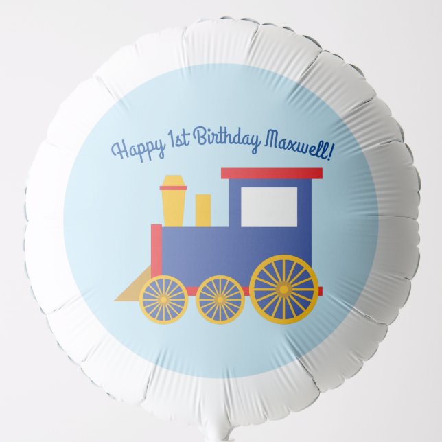 Train Cute Choo-Choo 1st Birthday Party Theme Balloon (Front)