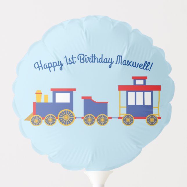 Train Cute Choo-Choo 1st Birthday Party Theme Balloon (Front)