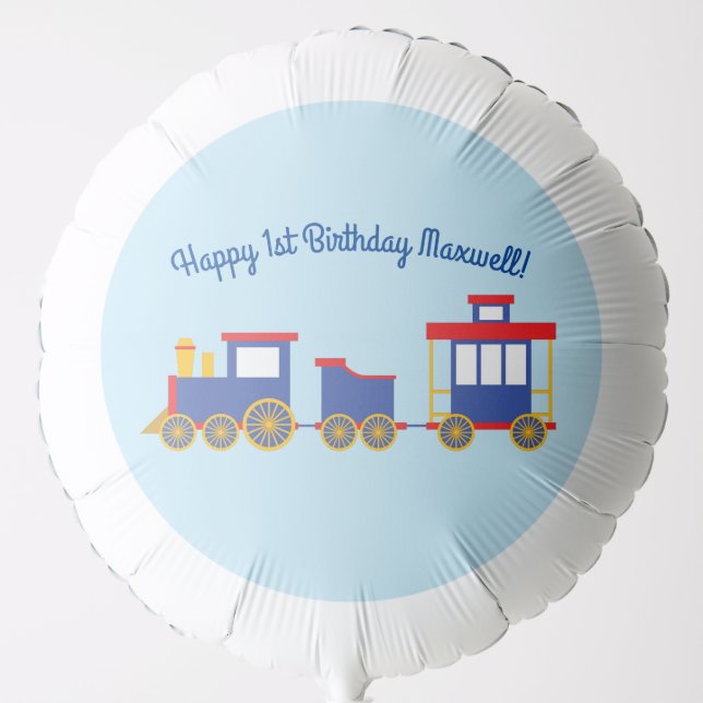 Train Cute Choo-Choo 1st Birthday Party Theme Balloon (Front)