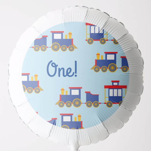 Train Cute Choo-Choo 1st Birthday Party Theme Balloon (Front)