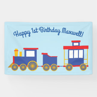Train Cute Choo-Choo 1st Birthday Party Theme Banner