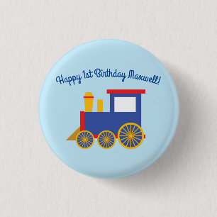 Train Cute Choo-Choo 1st Birthday Party Theme Button