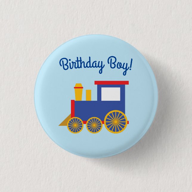 Train Cute Choo-Choo 1st Birthday Party Theme Button (Front)