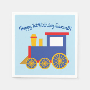 Train Cute Choo-Choo 1st Birthday Party Theme Napkins