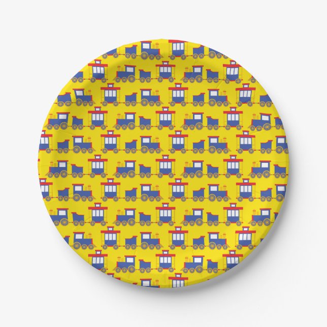 Train Cute Choo-Choo 1st Birthday Party Theme Paper Plates (Front)