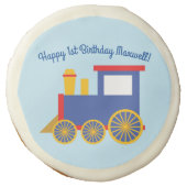 Train Cute Choo-Choo 1st Birthday Party Theme Sugar Cookie (Front)