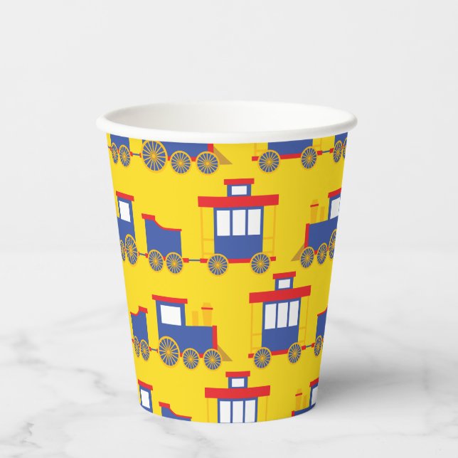 Train Cute Choo-Choo Kids 1st Birthday Party Paper Cups (Front)
