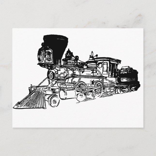 Train Drawing Design Postcard (Front)