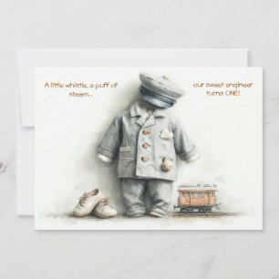 Train Driver 1st Birthday Boy Theme Invitation