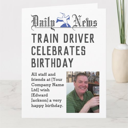 Train Driver Birthday Card to Personalize