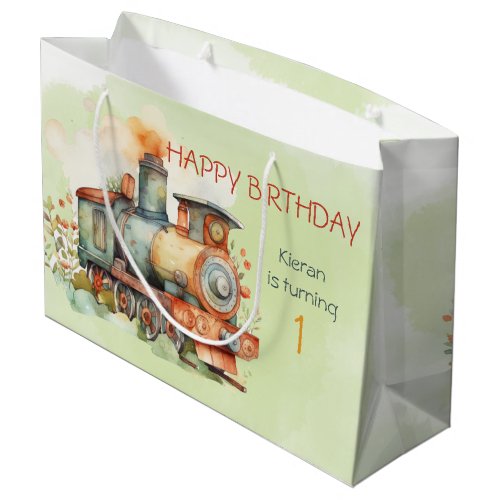 Train Engine Boy 1st Birthday Large Gift Bag