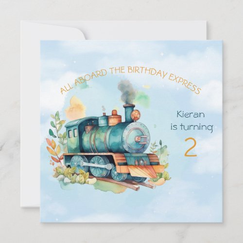 Train Engine Boy 2nd  Birthday Invitation