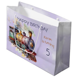 Train Engine Boy 5th. Birthday Large Gift Bag