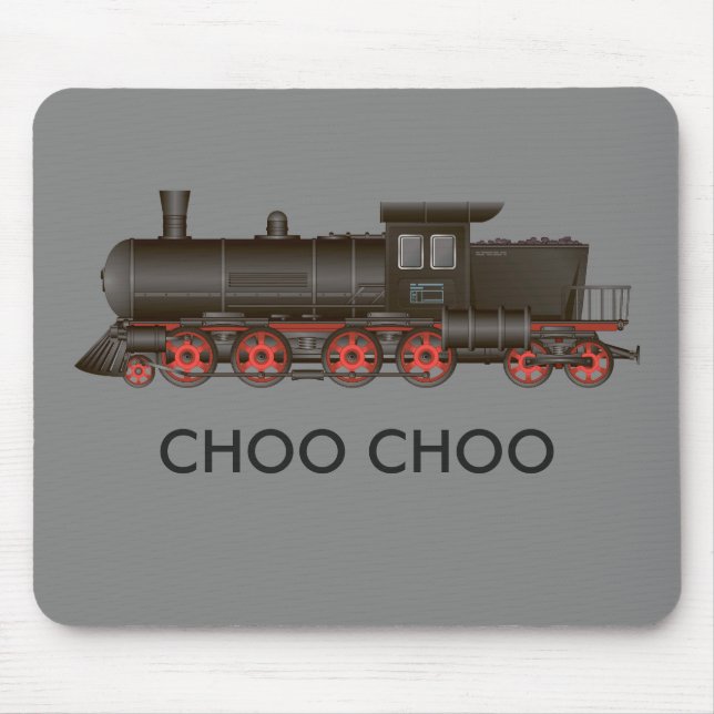 Train Engine Choo Choo or Customize Text Mouse Pad (Front)