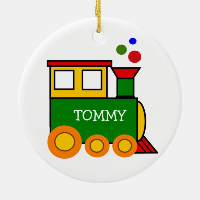 Train Engine Design Ceramic Ornament (Back)