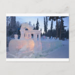 train engine Ice sculpture winter frozen snow art Postcard