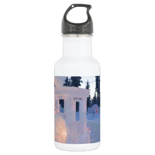 train engine Ice sculpture winter frozen snow art Water Bottle
