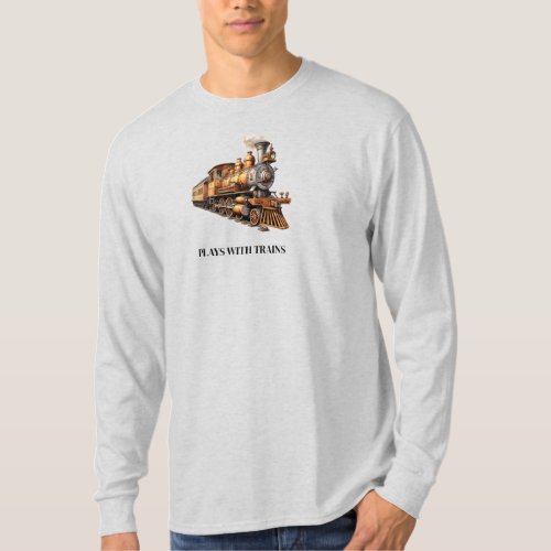 Train Engine Plays With Trains or Customize Text T_Shirt