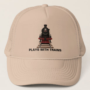 Train Engine Plays With Trains or Customize Text Trucker Hat