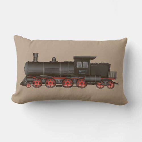 Train Engine Railroad Locomotive Any Color Lumbar Pillow