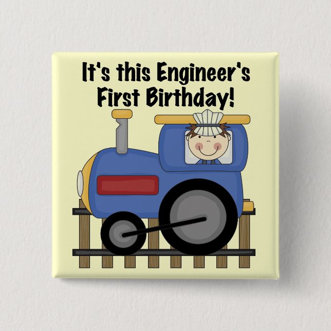 Train Engineer 1st Birthday Tshirts and gifts Pinback Button (Front)