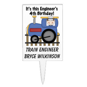 Train Engineer 4th Birthday Cake Topper