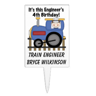 Train Engineer 4th Birthday Cake Topper