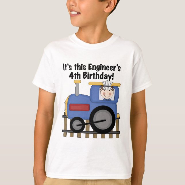 Train Engineer 4th Birthday Tshirts and Gifts (Front)