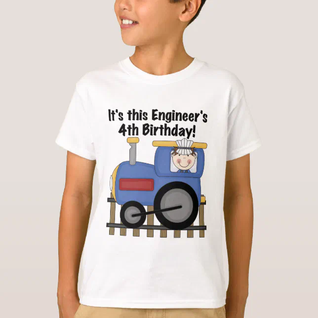 Train Engineer 4th Birthday Tshirts and Gifts Zazzle