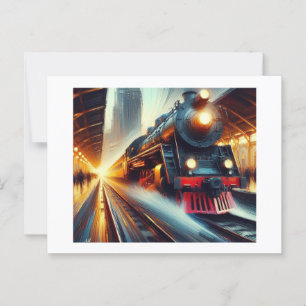 Train Entering Stat Postcard