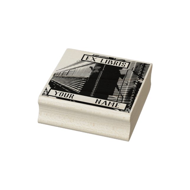 Train Ex Libris Bookplate Rubber Stamp (Stamp)