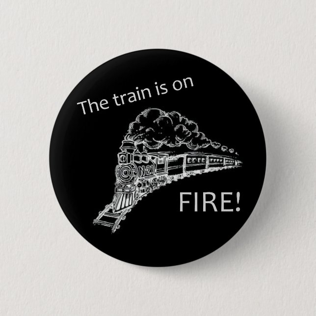 Train Fire Pinback Button (Front)