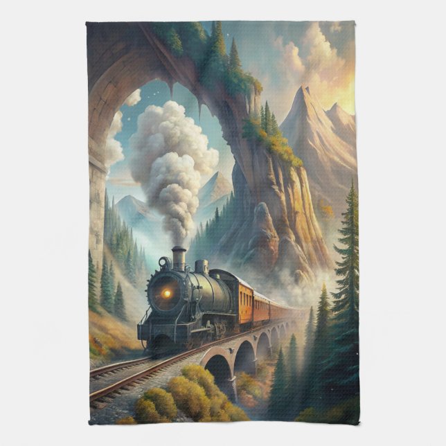Train Fleece Blanket Kitchen Towel (Vertical)