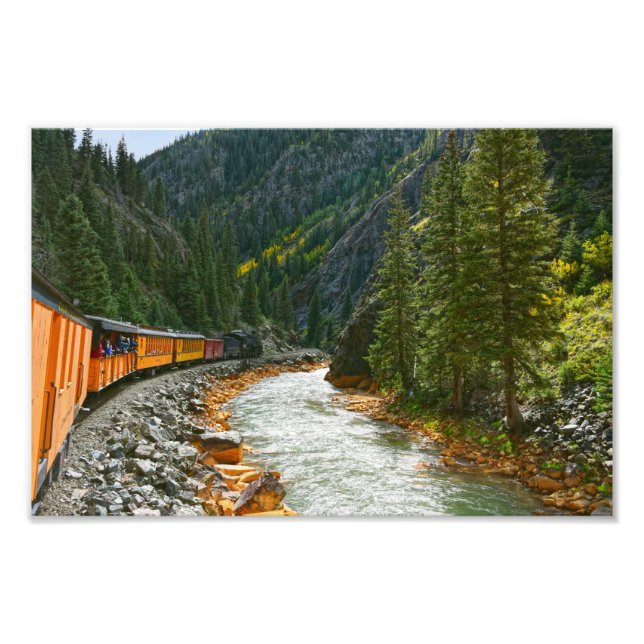 Train Following the Animas River, Colorado Photo Print (Front)