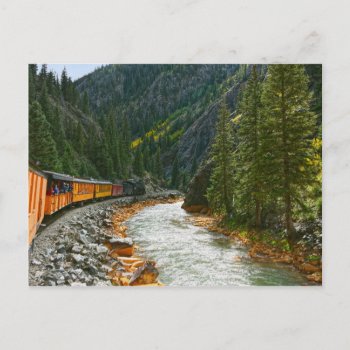 Train Following The Animas River  Colorado Postcard by catherinesherman at Zazzle