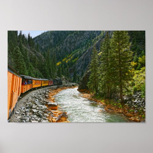 Train Following the Animas River Colorado Poster